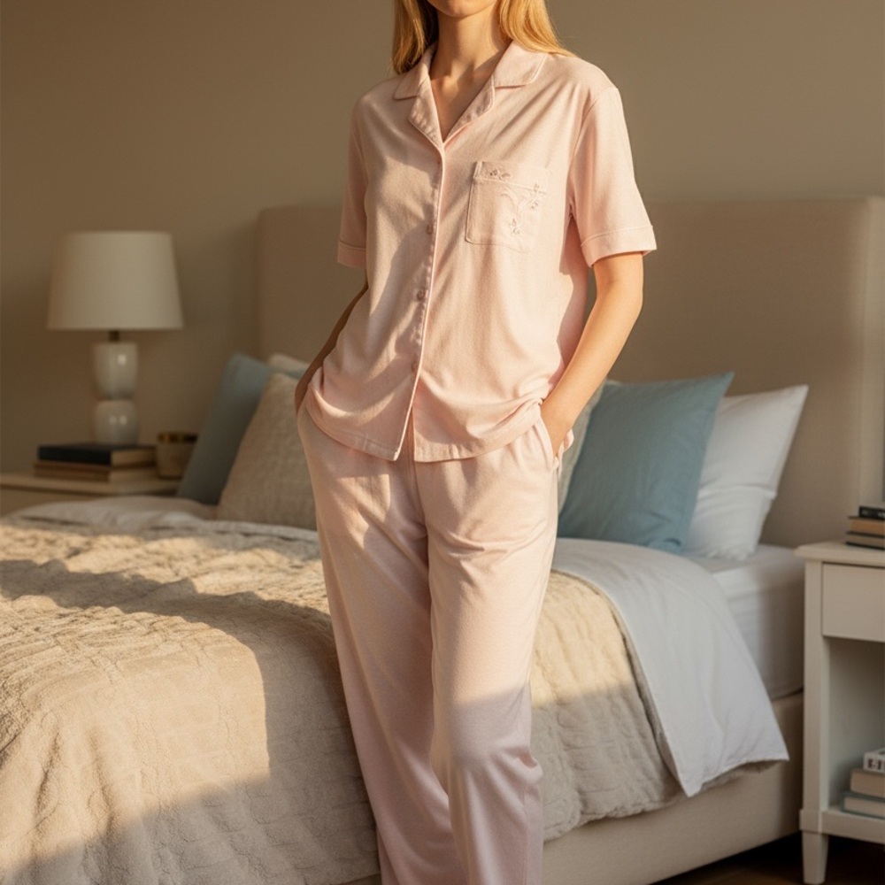 Miss Elaine Pretty in Pink Cottagecore 2PC Pajama Set Small